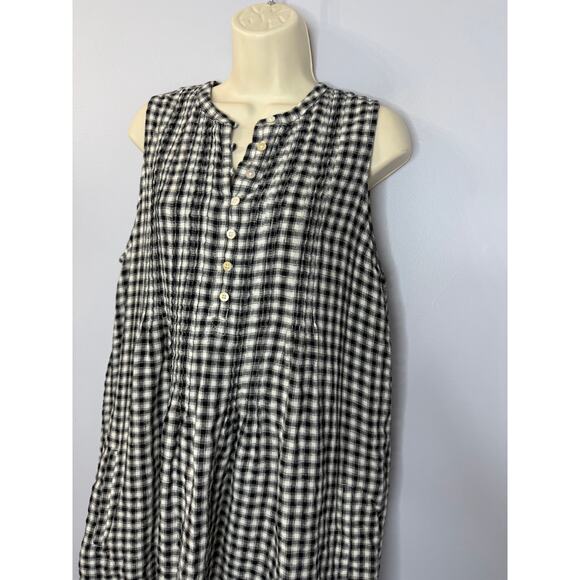 Quince European Linen Sleeveless Swing Mini Dress Classic Mini Gingham Sz L - Picture 9 of 12